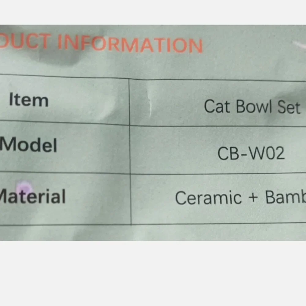 Comesoon ceramic cat Bowls Set of 2 Food/Water / Black & white with wood Holder
